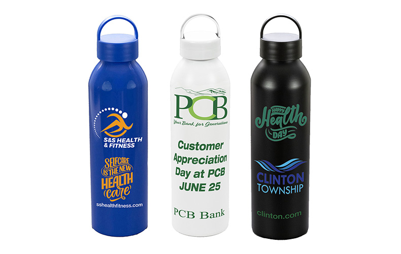 22 OZ Recycled Aluminum Bottle With Carry Lid